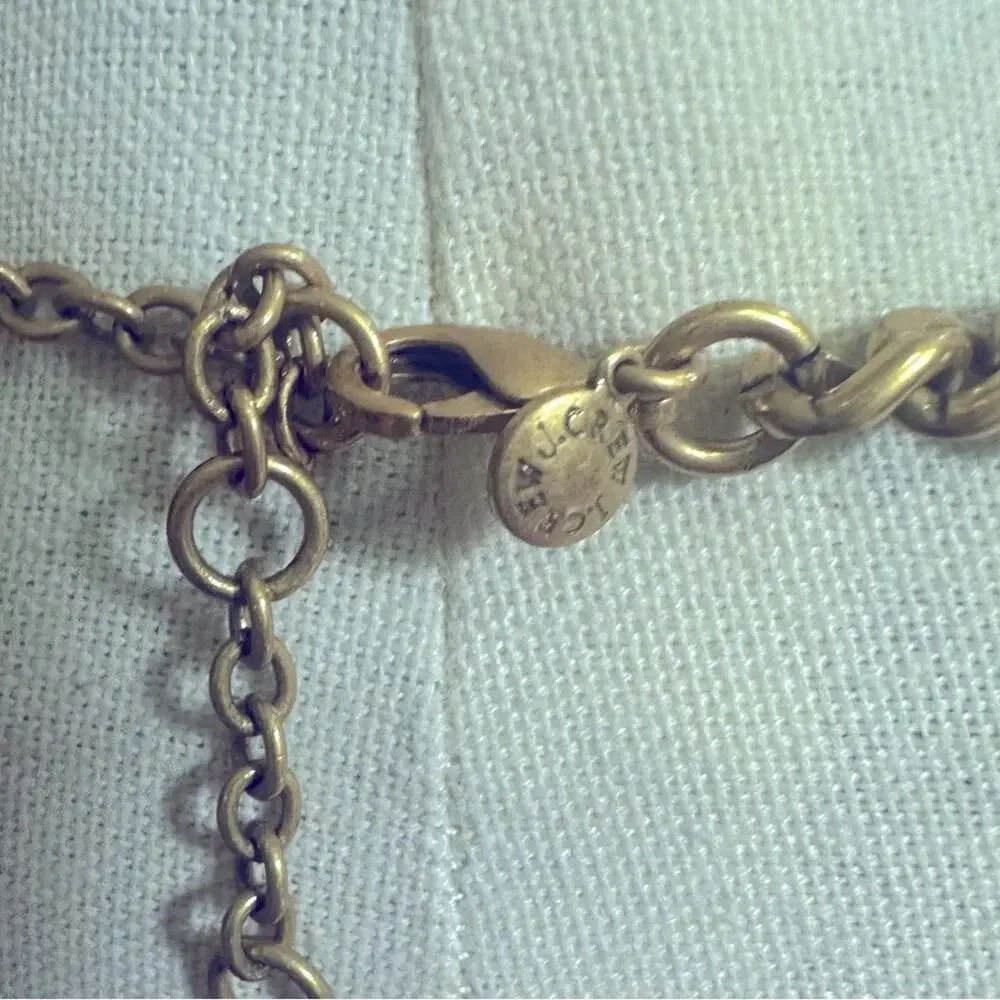 J Crew Necklace Brass Fan Brown Yellow Retro Vintage Statement Casual Western